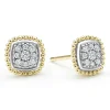 Clearance Two-Tone Caviar Diamond Stud Earrings Two-Tone