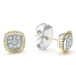 Clearance Two-Tone Caviar Diamond Stud Earrings Two-Tone