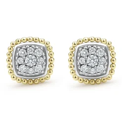 Clearance Two-Tone Caviar Diamond Stud Earrings Two-Tone