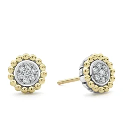 Outlet Two-Tone Caviar Diamond Stud Earrings Diamonds