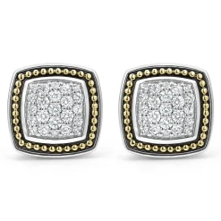 Online Two-Tone Caviar Diamond Stud Earrings Two-Tone