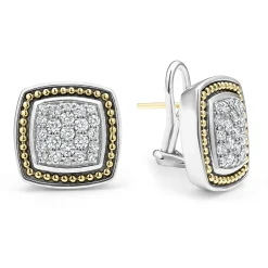 Outlet Two-Tone Caviar Diamond Stud Earrings Diamonds