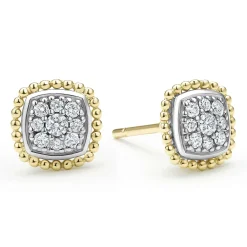Store Two-Tone Caviar Diamond Stud Earrings Diamonds