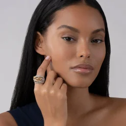 Store Two-Tone Caviar Statement Ring Caviar Rings