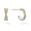 Fashion Two-Tone Caviar X Diamond Huggie Earrings Huggie Earrings