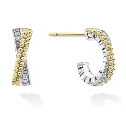 Fashion Two-Tone Caviar X Diamond Huggie Earrings Huggie Earrings