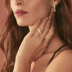 Hot Two-Tone Caviar X Diamond Hoop Earrings Diamonds