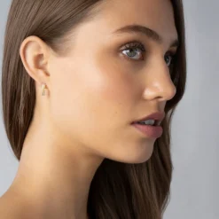 Outlet Two-Tone Caviar X Diamond Huggie Earrings Hoop Earrings