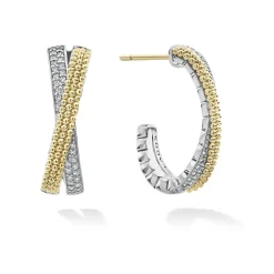 Sale Two-Tone Caviar X Diamond Hoop Earrings Two-Tone