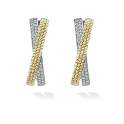 Sale Two-Tone Caviar X Diamond Hoop Earrings Two-Tone