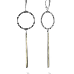 Fashion Two-Tone Circle Linear Drop Earrings Two-Tone