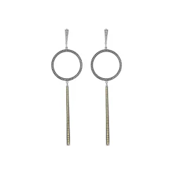 Fashion Two-Tone Circle Linear Drop Earrings Two-Tone
