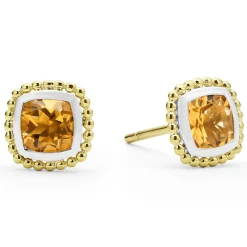 Fashion Two-Tone Citrine Stud Earrings Gemstones