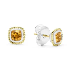 Fashion Two-Tone Citrine Stud Earrings Gemstones