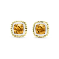 Fashion Two-Tone Citrine Stud Earrings Gemstones