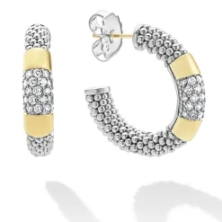 Cheap Two-Tone Diamond Hoop Earrings Diamonds