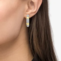 Cheap Two-Tone Diamond Hoop Earrings Diamonds