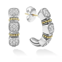 Shop Two-Tone Diamond Hoop Earrings Diamonds