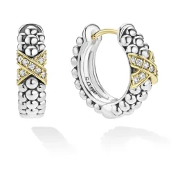 Shop Two-Tone Diamond Huggie Earrings Huggie Earrings