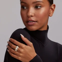 Discount Two-Tone Diamond Stacking Rings Stacking Rings