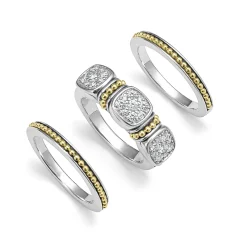 Discount Two-Tone Diamond Stacking Rings Stacking Rings