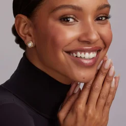 Online Two-Tone Diamond Stud Earrings Diamonds