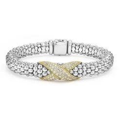 New Two-Tone Diamond X Caviar Bracelet | 9Mm Two-Tone