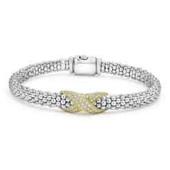 Store Two-Tone Diamond X Caviar Bracelet | 6Mm Two-Tone