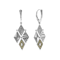 Fashion Two-Tone Drop Earrings Silver
