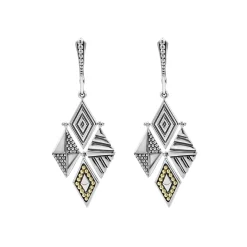 Fashion Two-Tone Drop Earrings Silver
