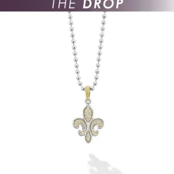 Fashion Two-Tone Fleur De Lis Diamond Pendant Necklace Pendant Necklaces