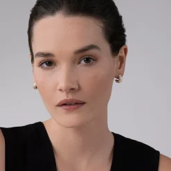 Clearance Two-Tone Flute Huggie Earrings Hoop Earrings