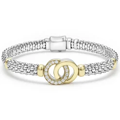 Sale Two-Tone Interlocking Diamond Caviar Bracelet | 6Mm Caviar Bracelets