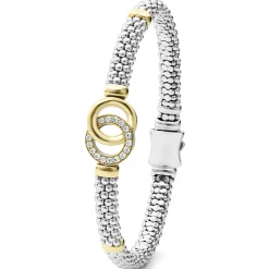 Outlet Two-Tone Interlocking Diamond Caviar Bracelet | 6Mm Diamonds