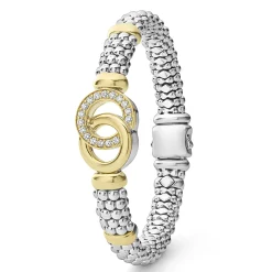 Best Two-Tone Interlocking Diamond Caviar Bracelet | 9Mm Two-Tone