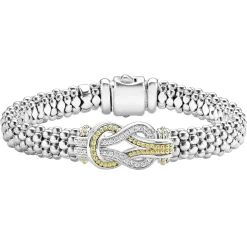 Clearance Two-Tone Knot Caviar Diamond Bracelet | 9Mm Two-Tone