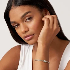 Clearance Two-Tone Knot Diamond Cuff Bracelet Two-Tone