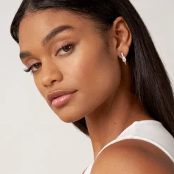 Best Sale Two-Tone Knot Diamond Half Hoop Earring Two-Tone