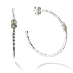 Cheap Two-Tone Knot Diamond Hoop Earring Diamonds
