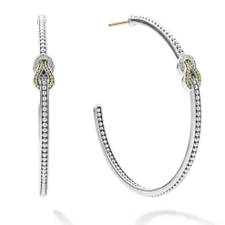 Cheap Two-Tone Knot Diamond Hoop Earring Diamonds