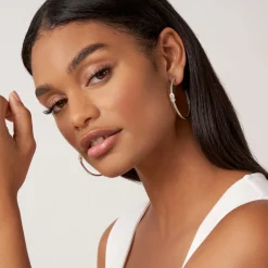 Discount Two-Tone Knot Diamond Hoop Earring Hoop Earrings