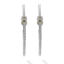 Outlet Two-Tone Knot Diamond Hoop Earring Two-Tone