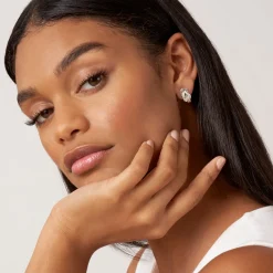 Best Two-Tone Knot Diamond Huggie Earrings Two-Tone