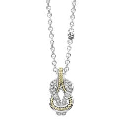 Sale Two-Tone Knot Diamond Pendant Necklace Caviar Necklaces