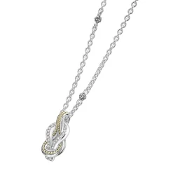 Sale Two-Tone Knot Diamond Pendant Necklace Caviar Necklaces