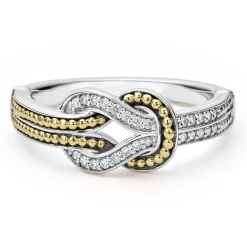 Cheap Two-Tone Knot Diamond Ring Caviar Rings