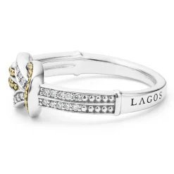 Cheap Two-Tone Knot Diamond Ring Caviar Rings
