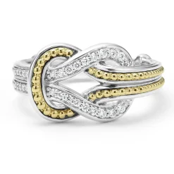 New Two-Tone Knot Diamond Ring Caviar Rings