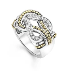 Online Two-Tone Knot Diamond Statement Ring Two-Tone