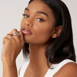 Online Two-Tone Knot Diamond Statement Ring Two-Tone